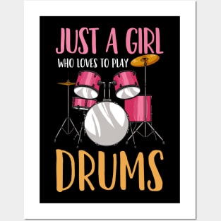 Drummer Girl Drumset Drumming Posters and Art